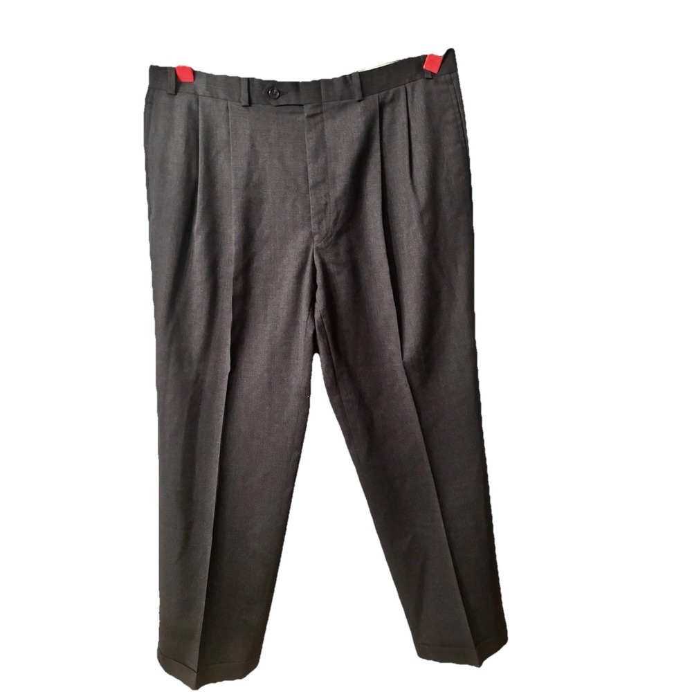 Lauren Ralph Lauren Mens 38x30 Charcoal‎ Pleated Cuffed Wool Pants Trousers